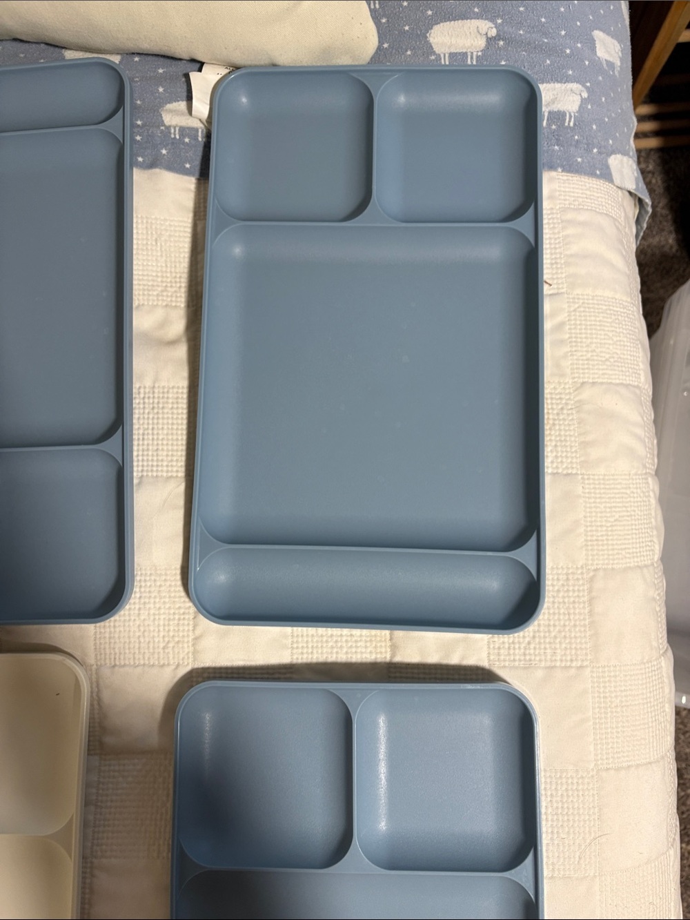 Tupperware Light Blue Four-Compartment Meal Tray